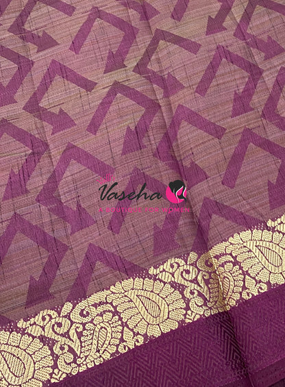 Semi Tussar Silk Saree | Wine Shade |VVSTS059