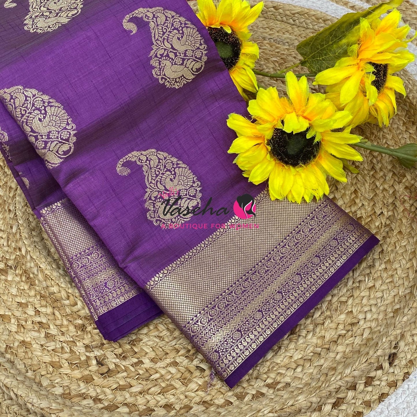 Semi Tussar Silk Saree | Purple Shade |VVSTS055