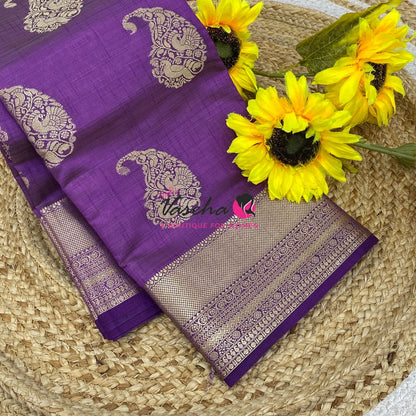 Semi Tussar Silk Saree | Purple Shade |VVSTS055