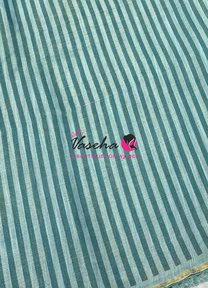 Linen Tissue Saree -  Light & Dark Combo - Ramar Blue Shade - VVLTS005