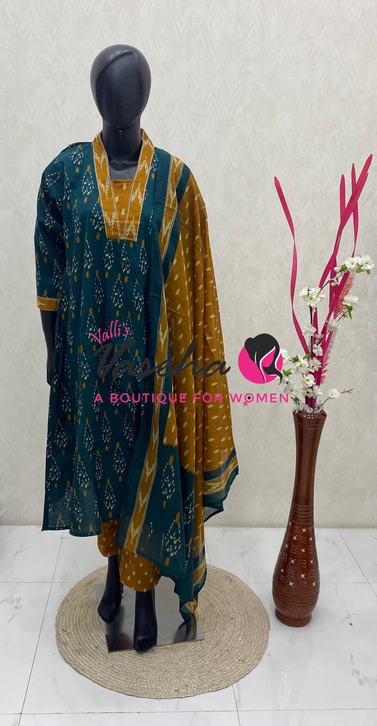 Ready Made | Semi Anarkali Set  (3pc)|Cotton |VVRMS032