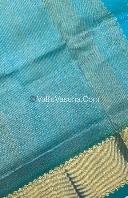Pure Silk Cotton Saree - Mayil & Chakkaram Design -  Brown With Blue Shade - VVMC002