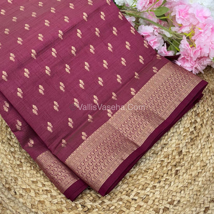 Semi Tussar Silk - Grand Pallu  - Wine Shade - VVSTS021