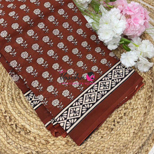 Pure Soft Mul Mul Cotton Sarees - Hand Block Prints - VVMMC011