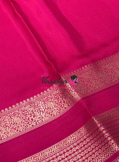 Semi Mysore Crepe Silk  - Pink Shade - VVSMC004