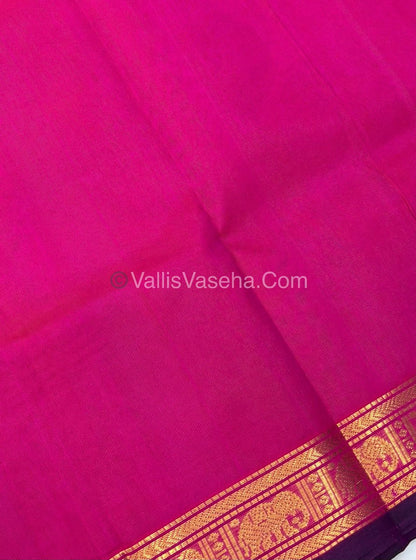 Pure Silk Cotton Saree - Retta Mayil Design - Pink Shade - VVRMS001