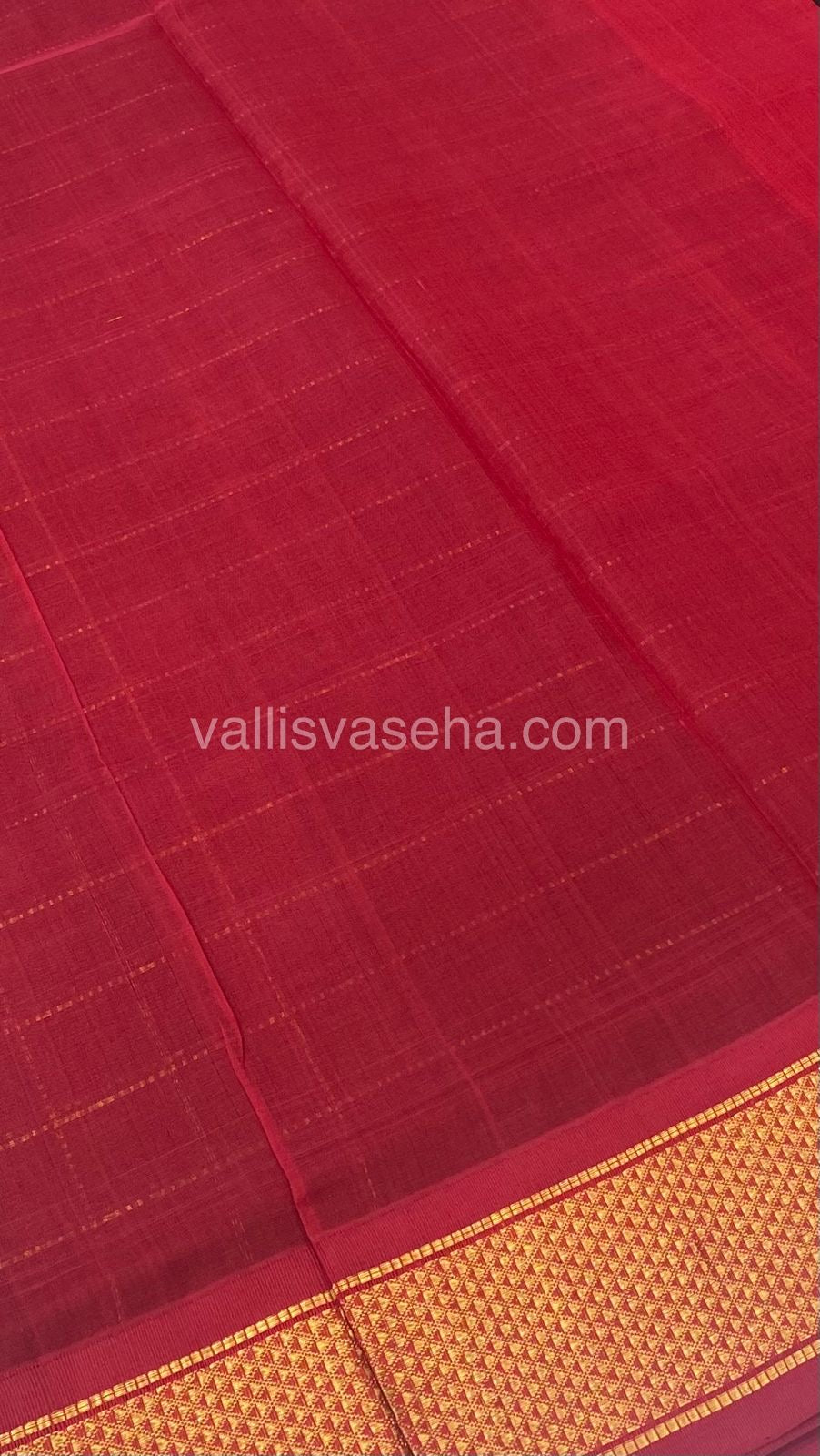 Pure Korvai Silk Cotton - Checks Pattern - Brown with Merunish Red - VVKSC015