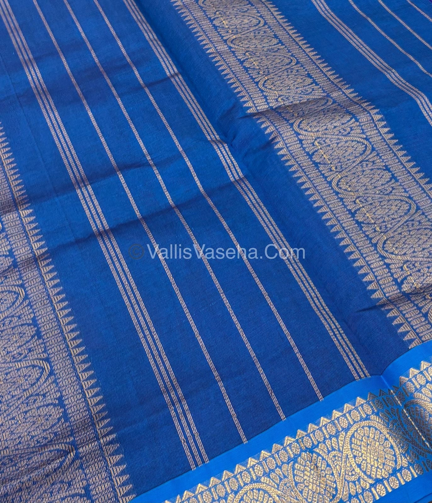 Semi Silk Cotton Saree - Blue With Blue Shade - VVSSC007