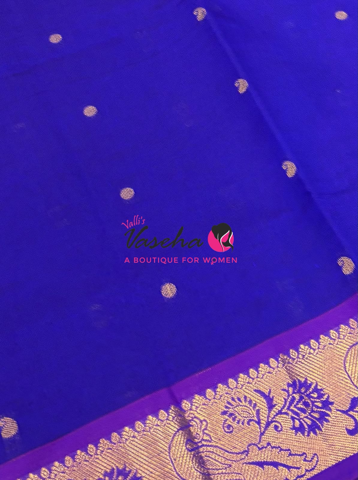 Semi Silk Cotton Saree - Small Round with Zari Butta  -  VVSSC014