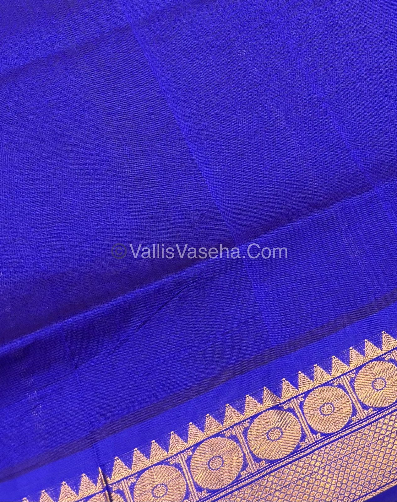 Semi Silk Cotton Saree - Green With Blue Shade - VVSSC005