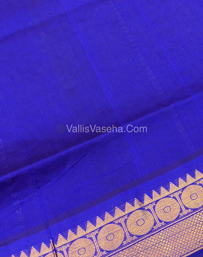 Semi Silk Cotton Saree - Green With Blue Shade - VVSSC005