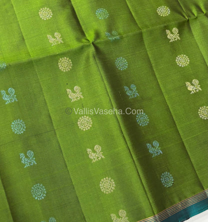 Pure Soft Silk Saree  - Green & Blue Combo  - VVPSS055