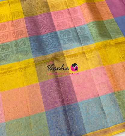 Pure Soft Silk Saree - Partly Pallu -  Half & Half Saree - VVPSS088
