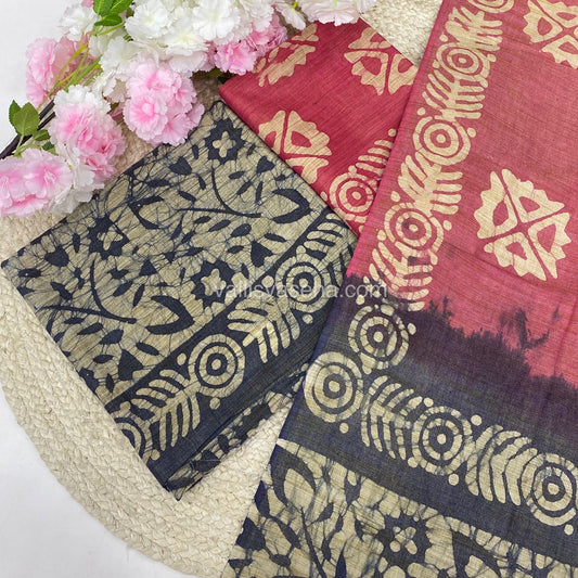 Unstitched Salwar Material- Baswada Batick Printed Silk - VVUSM005