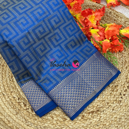 Semi Tussar Silk Saree | Ramar Blue Shade |VVSTS058