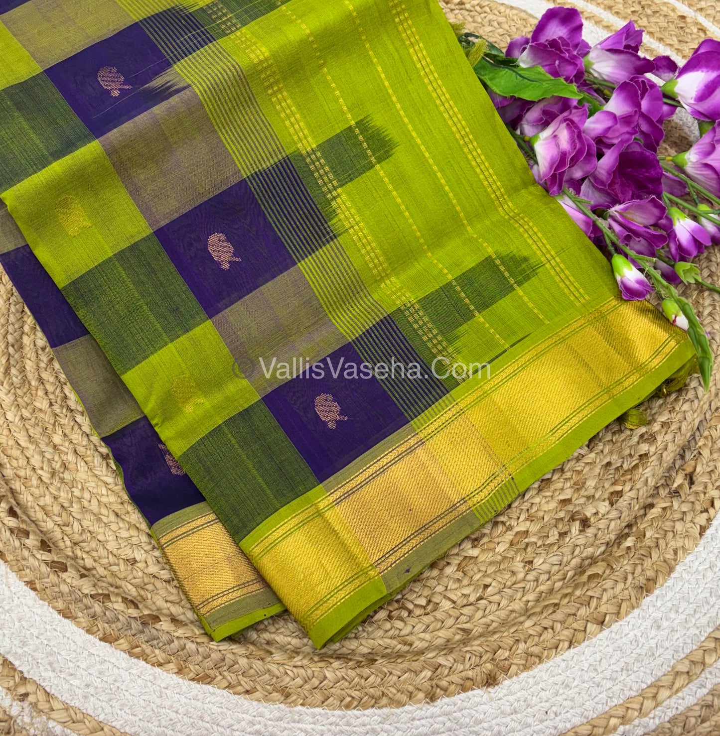Pure Silk Cotton Saree - Pazhum Pazhamum Checks Design - VVPPSC02