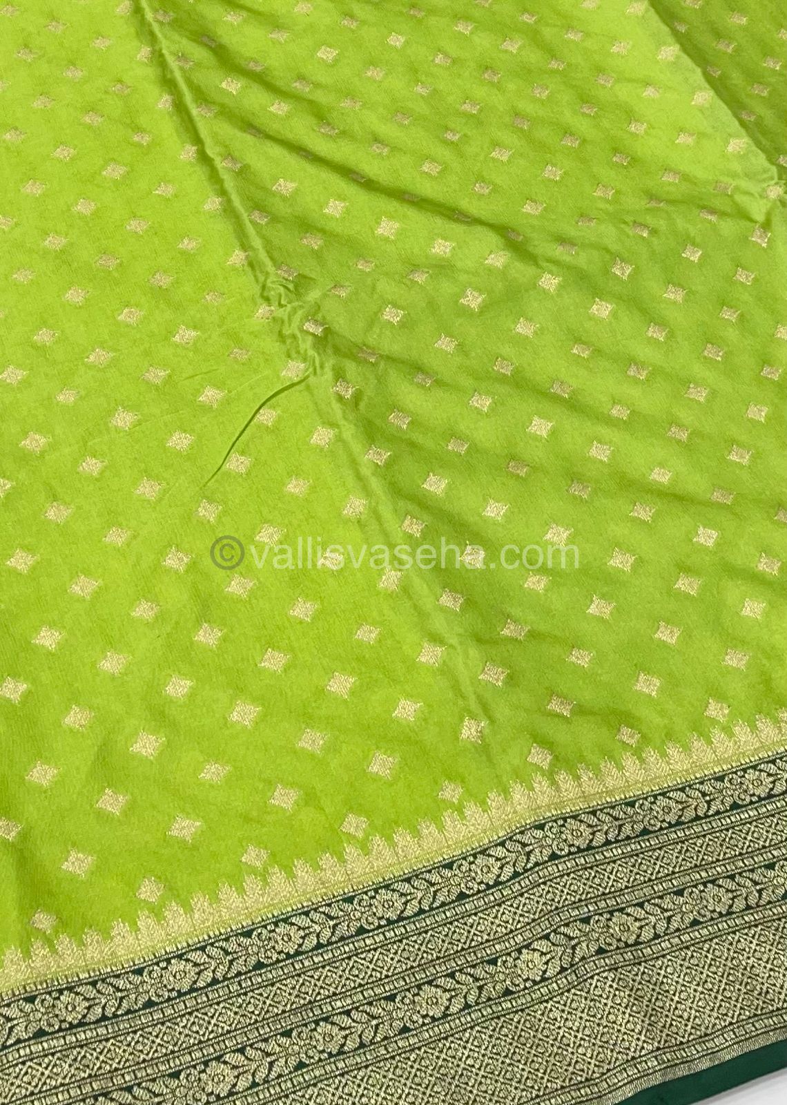 Banarasi - Premium Kathan Silk Saree - Green with Green - VVPKS002