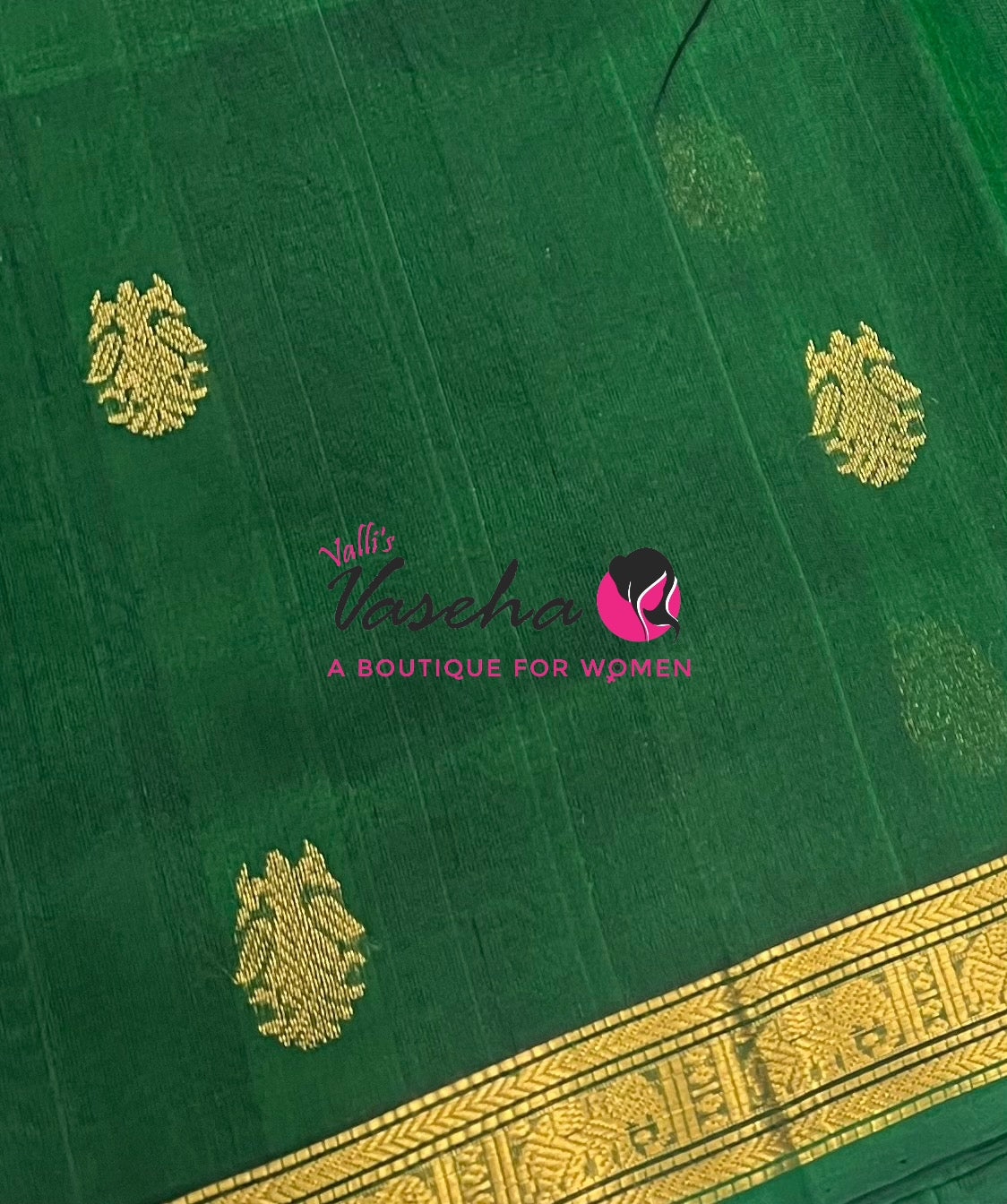 Pure Silk Cotton Saree - Retta Mayil Design - Green Shade - VVRMS001