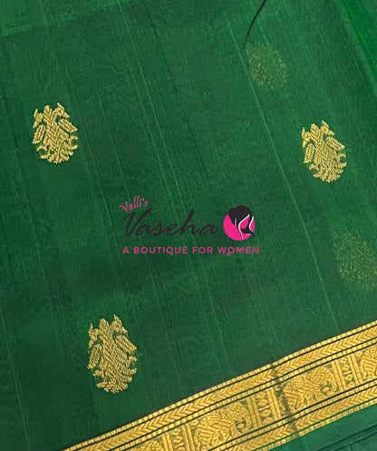Pure Silk Cotton Saree - Retta Mayil Design - Green Shade - VVRMS001