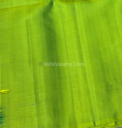 Pure Soft Silk Saree - Border Less  - Lemon Green & Green Shade - VVPSS068