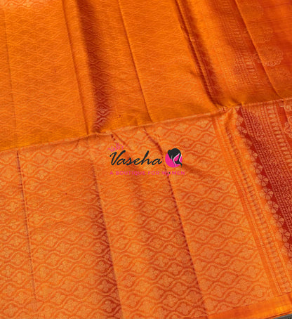 Pure Soft Silk Saree  - Orange Shade - VVPSS094
