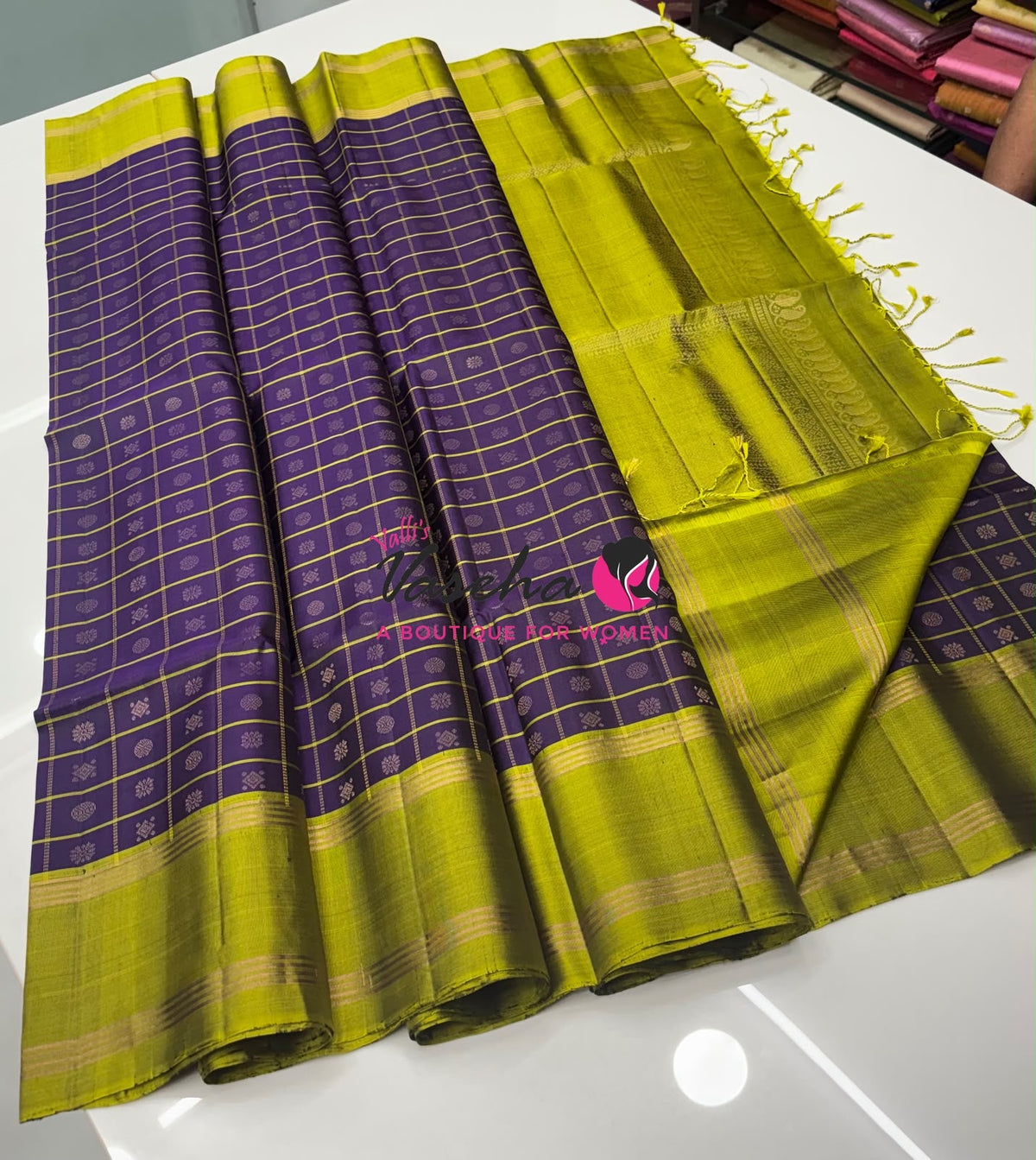 Pure Soft Silk Saree - Purple & Green   Shade - VVPSS116