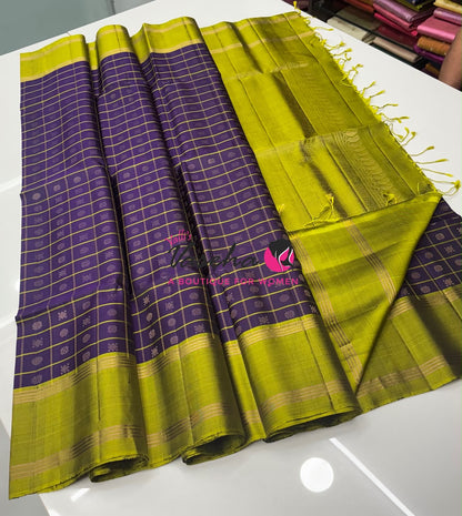 Pure Soft Silk Saree - Purple & Green   Shade - VVPSS116