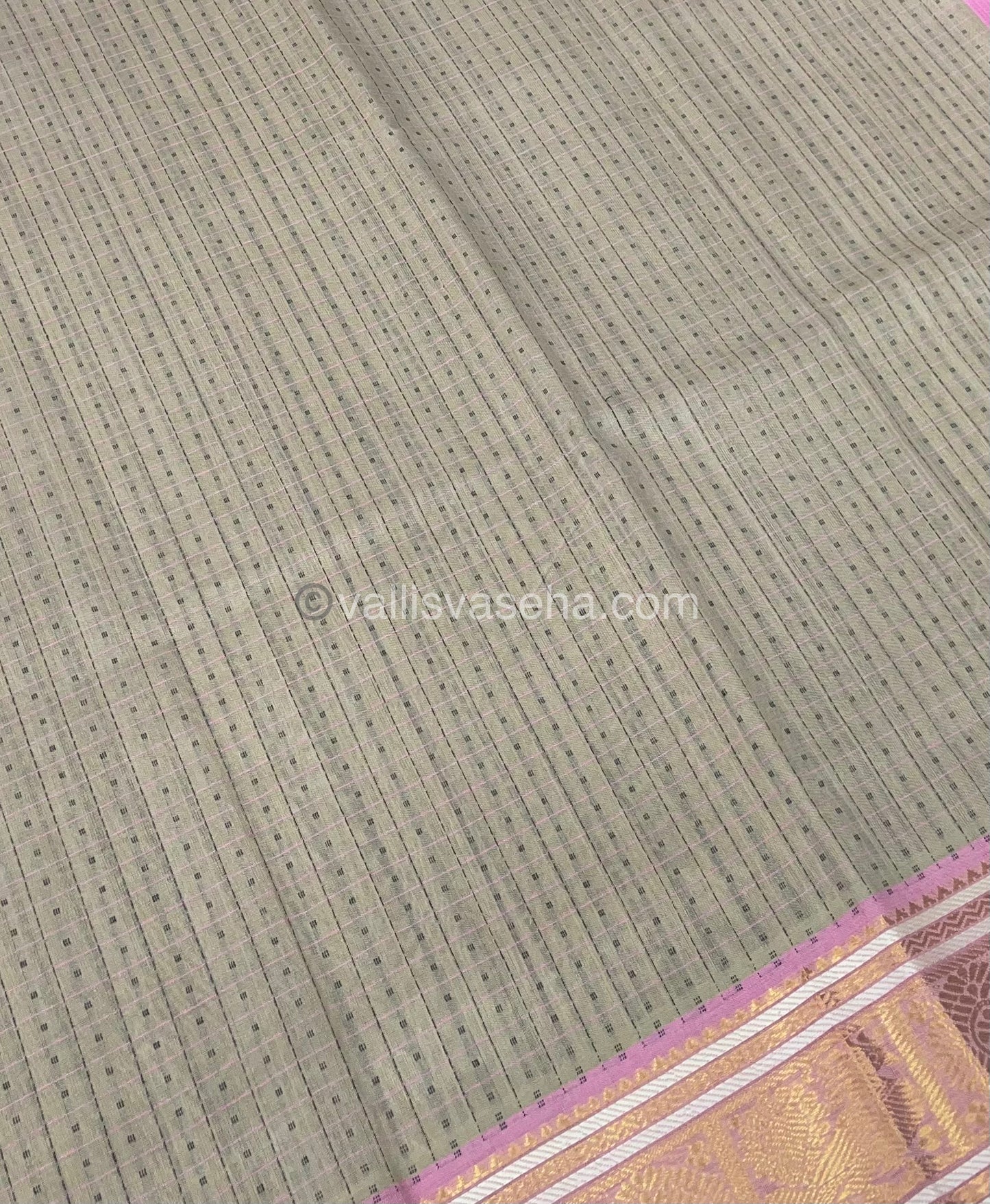 Pure Silk Cotton Saree - Cream With Pink Shade - Lakshadeepam Design - VVPLD001