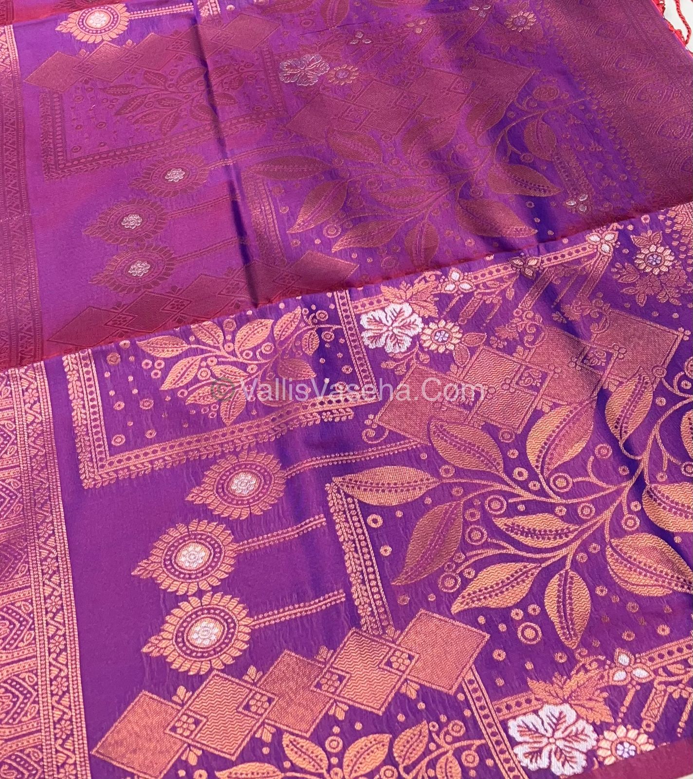 Semi Soft Silk - Border less  - Purple Shade -VVSSS007