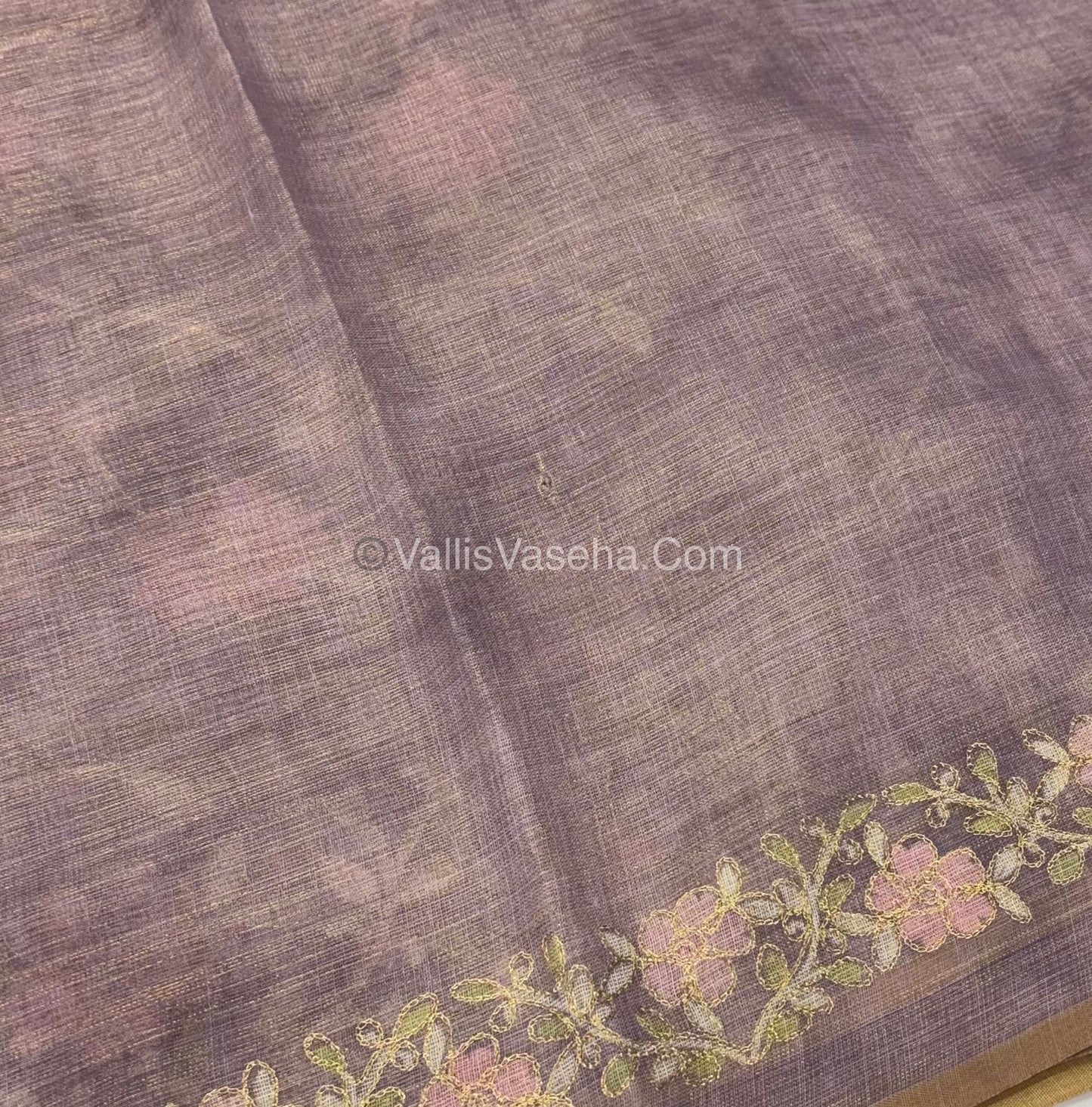 Tissue Linen Saree - Lavender Shade - VVTLS001
