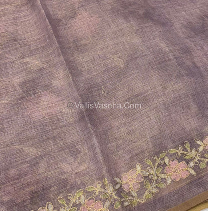 Tissue Linen Saree - Lavender Shade - VVTLS001
