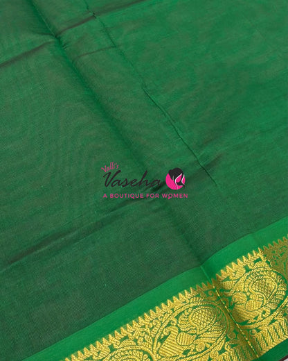 Semi Silk Cotton Saree - Small Round with Zari Butta  -  VVSSC014