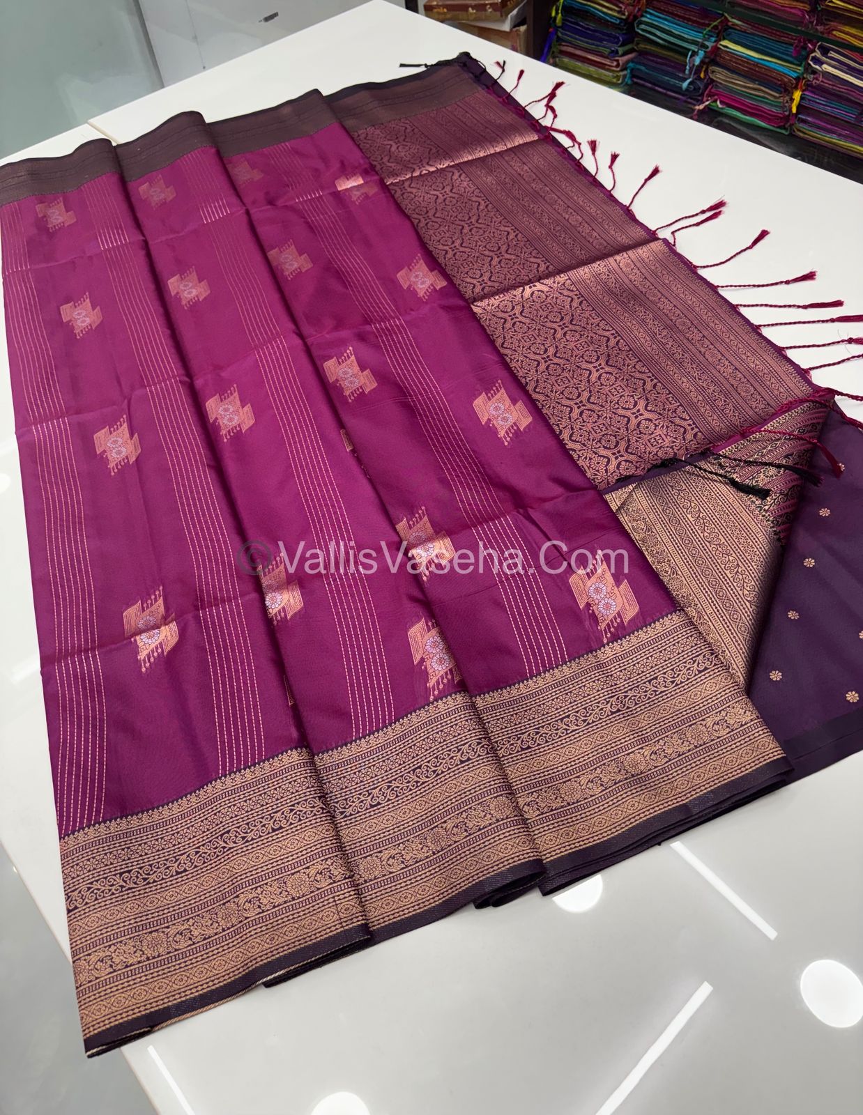 Semi Soft Silk - Purple With Purple Shade -VVSSS032 - 4