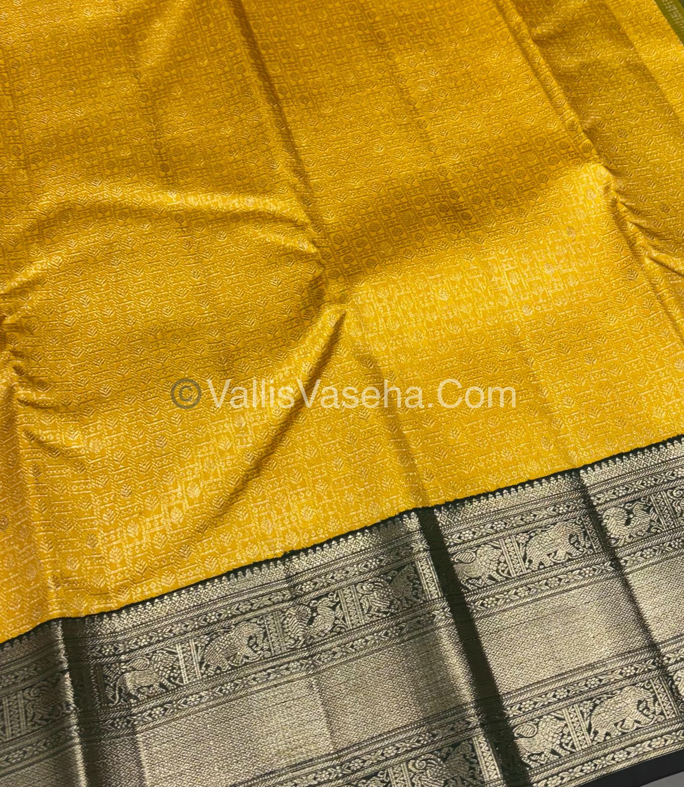 Pure Vintage Korvai Kanchipuram Bridal Silk Saree - Yellow & Green Combo - VVPS033