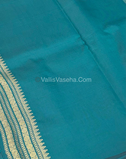 Semi Soft Silk - Border less - Peacock Blue Shade -VVSSS026