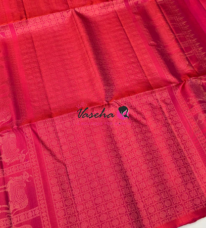 Pure Soft Silk Saree - Border Less - Reddish Pink Shade - VVPSS112