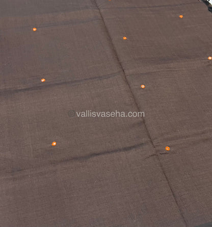 South Mixed Cotton - Mirror Work Embroidery - Brown with Orange - VVPCM002