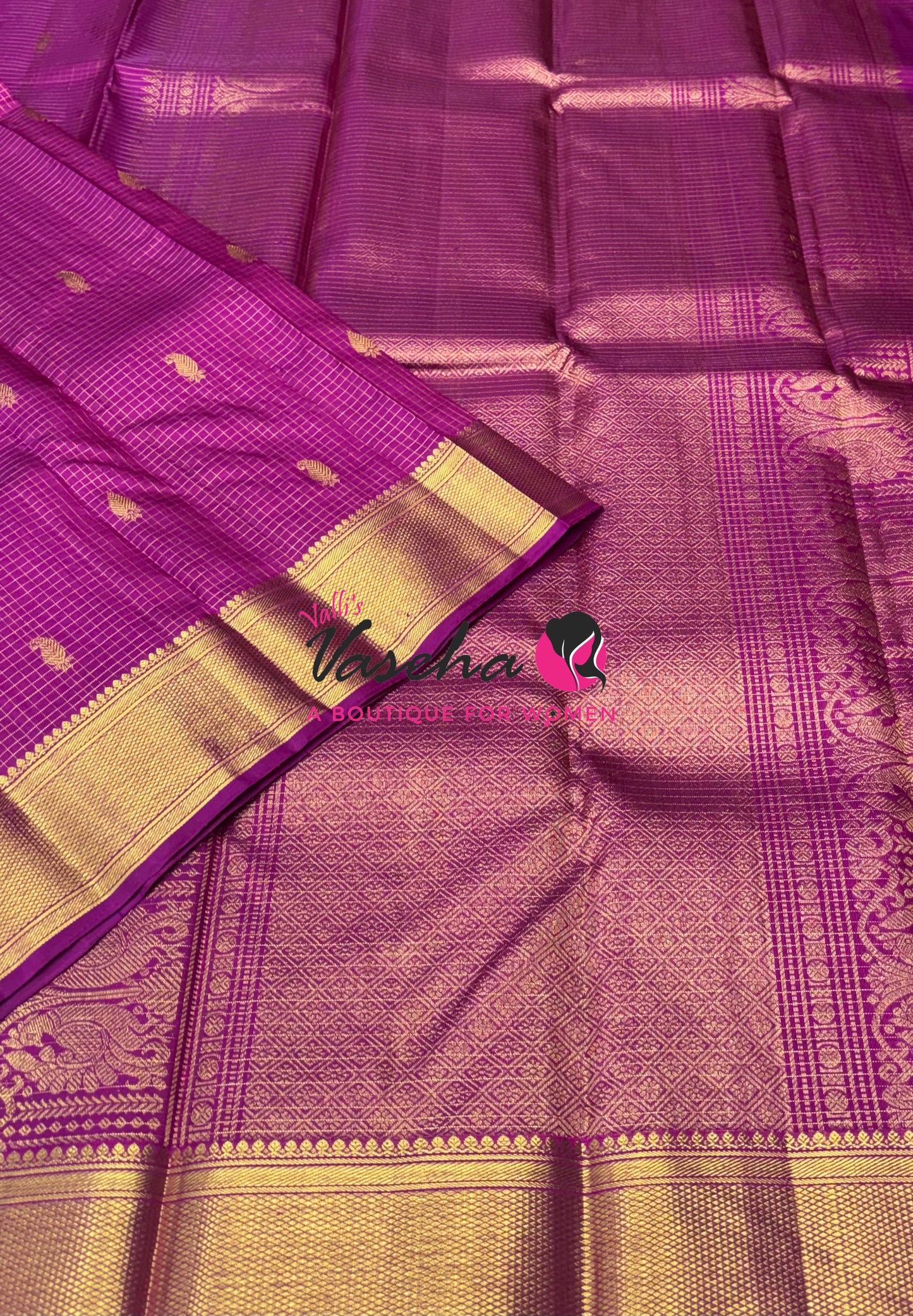 Pure Kanchipuram Silk Saree - Purplish Pink Shade  - VVPS012