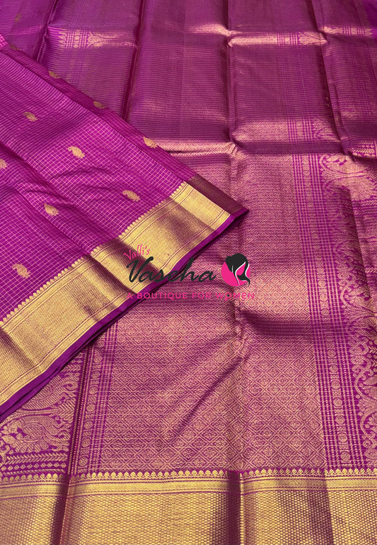 Pure Kanchipuram Silk Saree - Purplish Pink Shade  - VVPS012