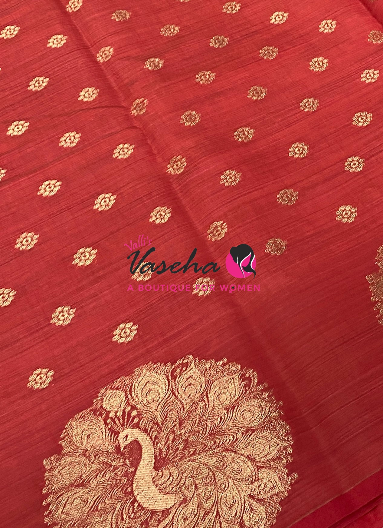 Semi Tussar Silk Saree | Red Shade |VVSTS056