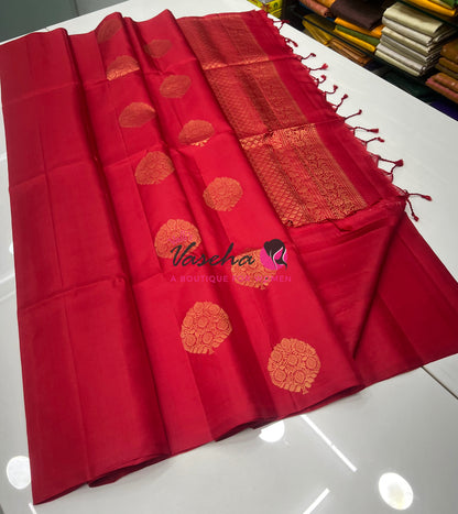 Pure Soft Silk Saree - Border Less - Red Shade - VVPSS078