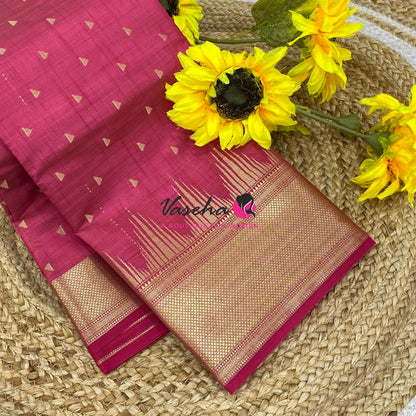Semi Tussar Silk Saree | Pink Shade |VVSTS054