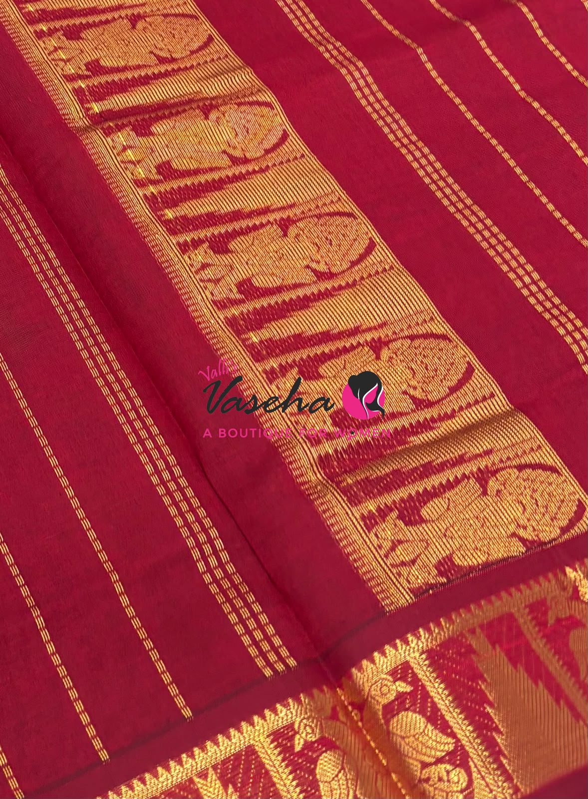 Semi Silk Cotton Saree - Small Zari Butta  - Retta Mayil Border- VVSSC015