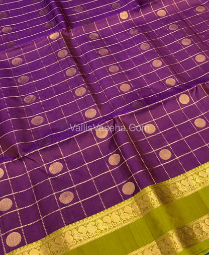 Pure Soft Silk Saree - Retta Petta Border - Purple & Green Shade - VVPSS057