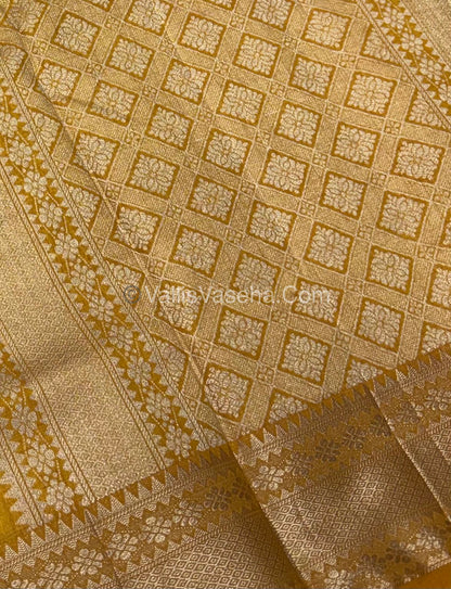 Semi Tussar Silk - Grand Pallu  Yellow Shade - VVSTS017