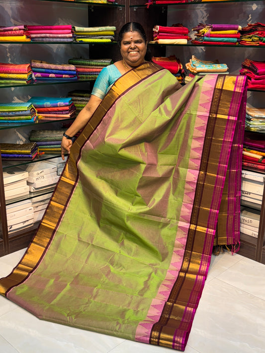 Pure Korvai Silk Cotton With Retta Petta Ganga Jamuna Border - VVKSC011