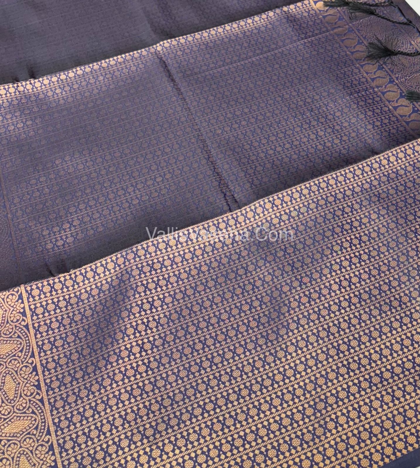 Semi Soft Silk - Borderless - Contemporary Design - Navy Blue Shade -VVSSS012