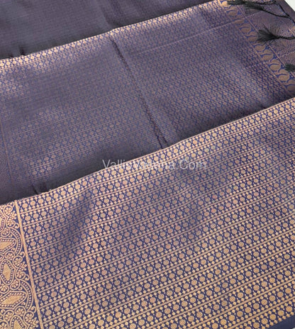 Semi Soft Silk - Borderless - Contemporary Design - Navy Blue Shade -VVSSS012