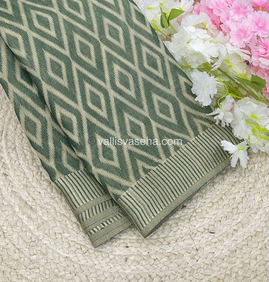 Semi Tussar Silk - Dark Green Shade - VVSTS004