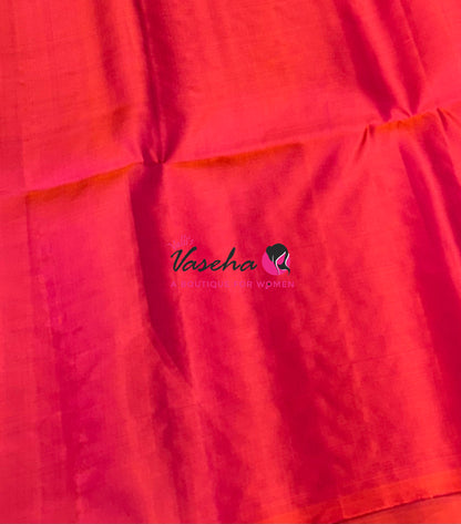 Pure Soft Silk Saree  - Dual Tone Green With Orange Peach Combo - VVPSS139